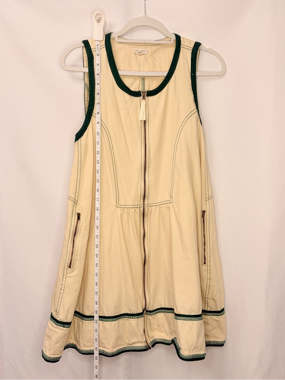 Pilcro Cream Tank Dress with Green Accent Stitching - Picture 7 of 10